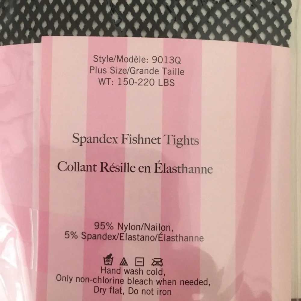 New Women’s Leg Avenue Spandex Fishnet Tights Black Queen Size 150-220lbs